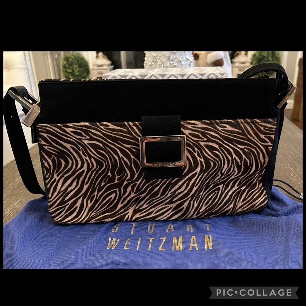 Stuart Weitzman Vintage Zebra Pattern Shoulder Ba… - image 1